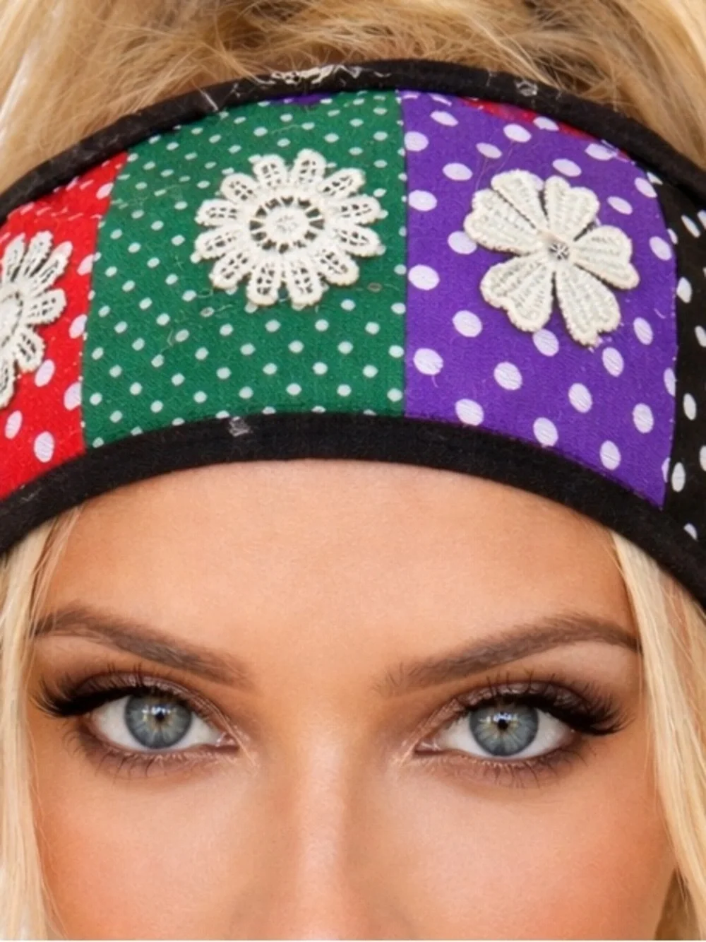 Boho Patchwork Lace Headbands Duo, Wide Fits All Cotton Linen Floral Hairbands